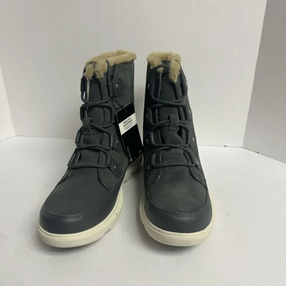 Sorel Womens Explorer II Joan Faux Fur Waterproof Boot Gray Size 7.5 M